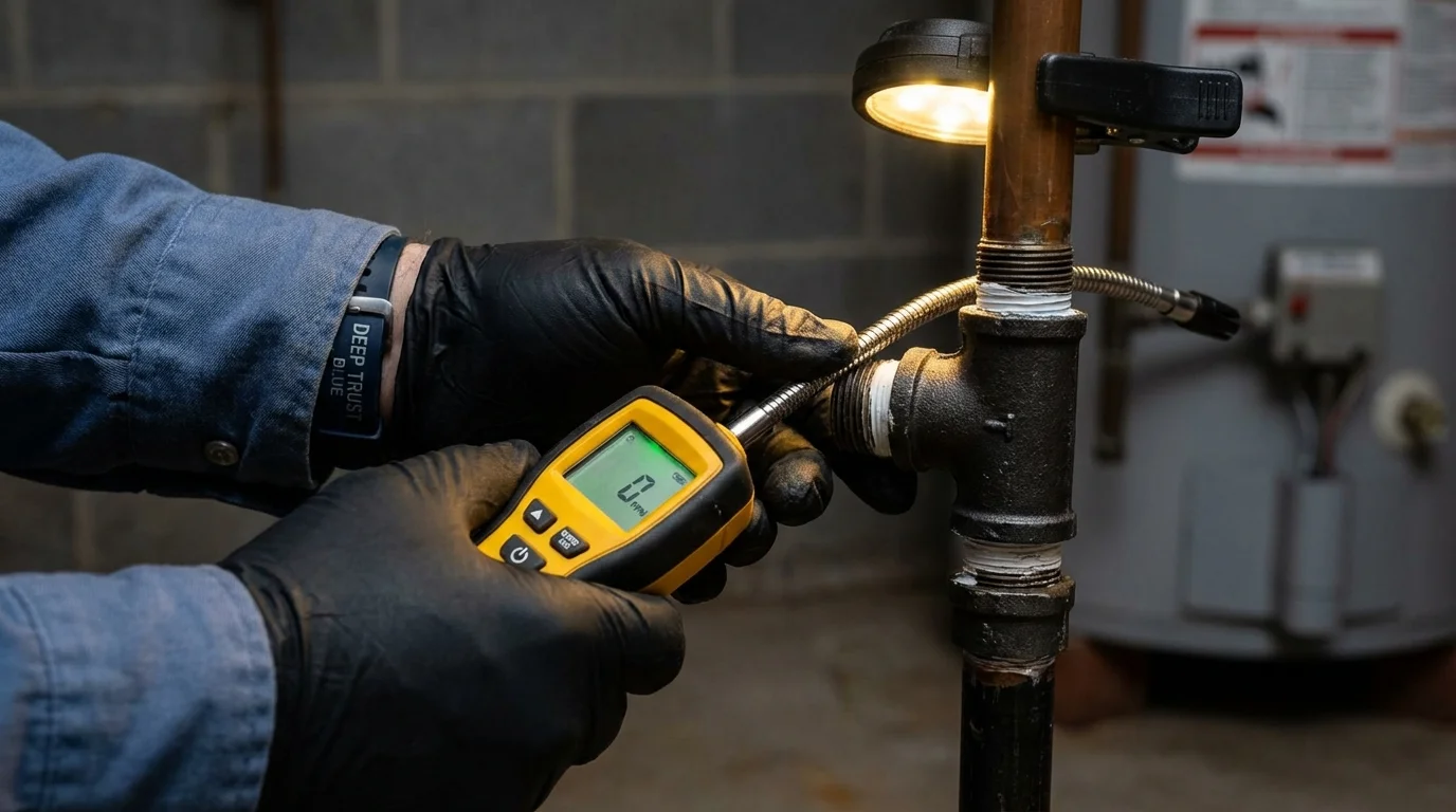 Gas leak detection with electronic sniffer by Johns Plumbing LLC in Enosburg Falls