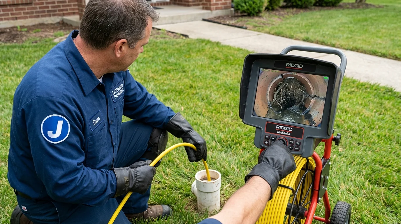 Sewer camera inspection being performed by Johns Plumbing LLC in Enosburg Falls